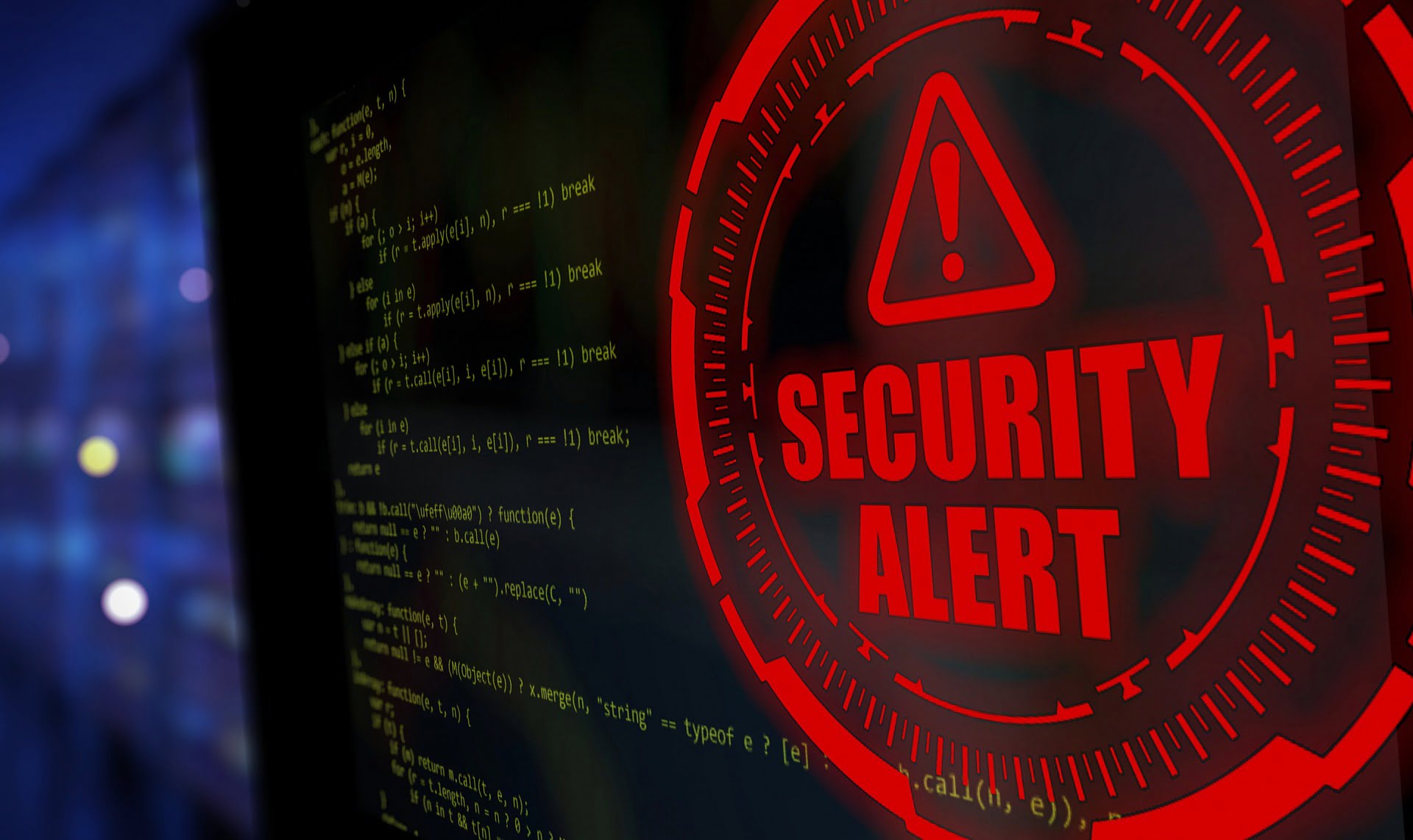 red security alert notification on a desktop